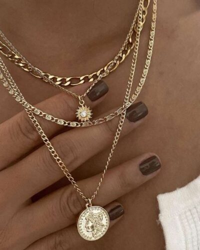 Layered Necklace with Vintage Portrait Pendant