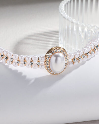 Layered Twisted Gold Pearl Choker 17