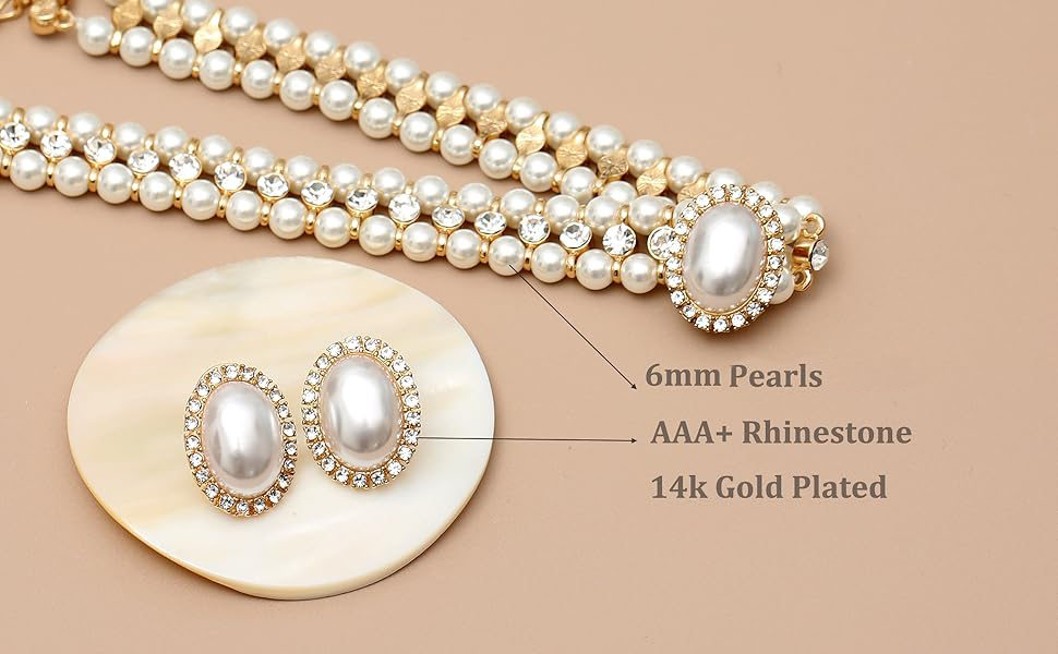 Layered Twisted Gold Pearl Choker 3N
