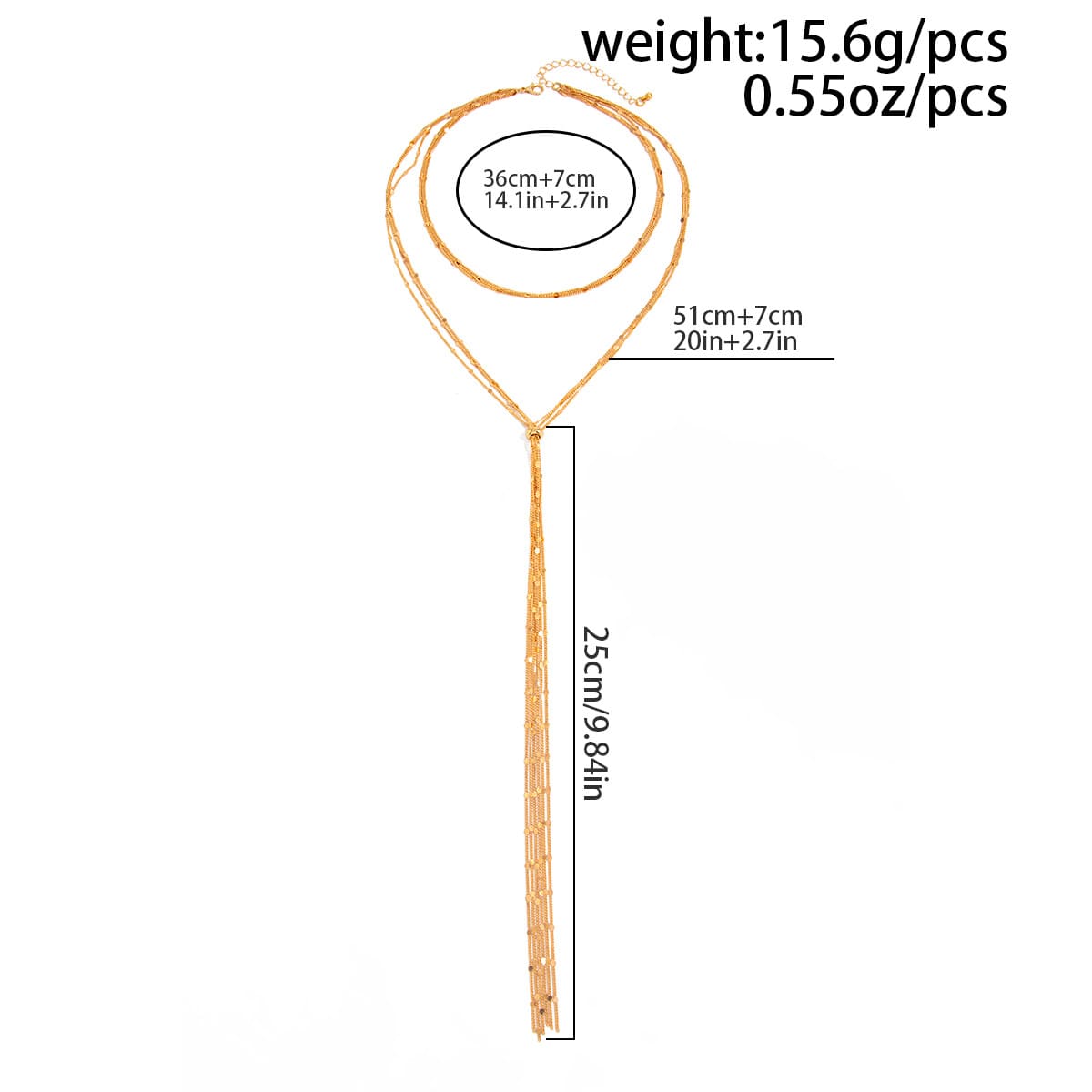 With a y-shaped long tassel pendant, this long chain statement necklace can perfectly show a sexy and feminine style. Matching this long statement necklace for women with a sexy V-neck dress will be a wonderful and perfect choice!