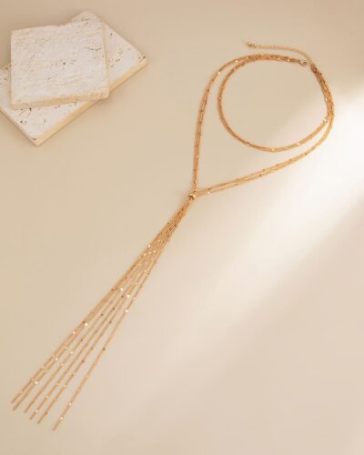 Layered Y-Shaped Tassel Long Chain Statement Necklace Sexy Style