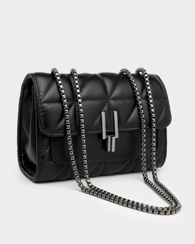 Quilted Leather Chain Strap Shoulder Bag Elegant Ladies Side Bag