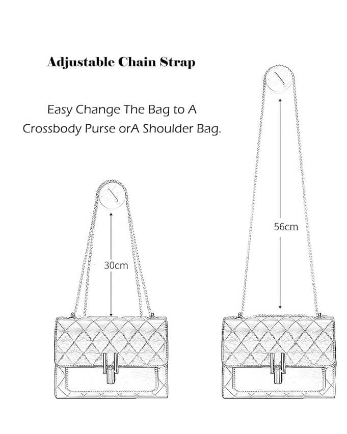 Quilted Leather Chain Strap Shoulder Bag Elegant Ladies Side Bag - Image 8