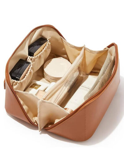 Vaihtoehtoinen näkymä Leather Makeup Bag For Women Large Cosmetic Travel Bag:stä