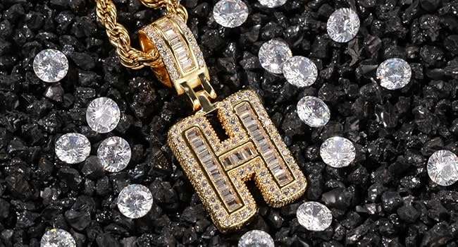 Letter Mens Necklace with Zircon Wholesale 1