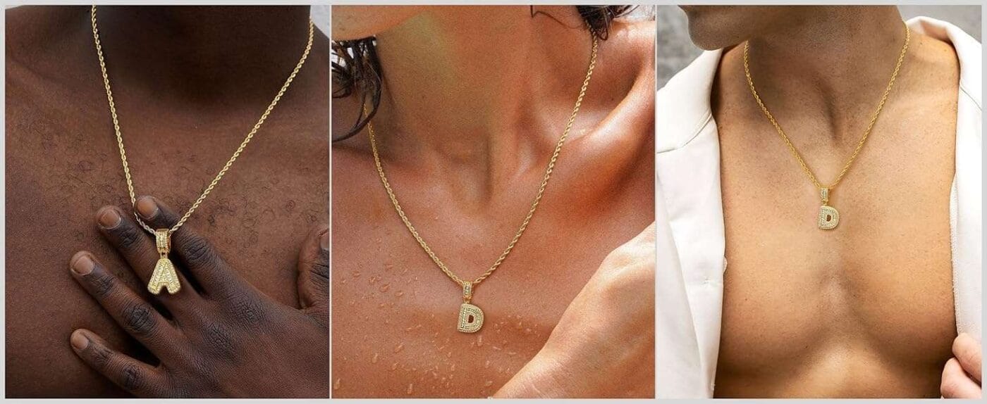 Letter Mens Necklace with Zircon Wholesale 2