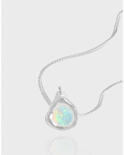 Light Luxury 925 Sterling Silver Opal October Birthstone Necklace
