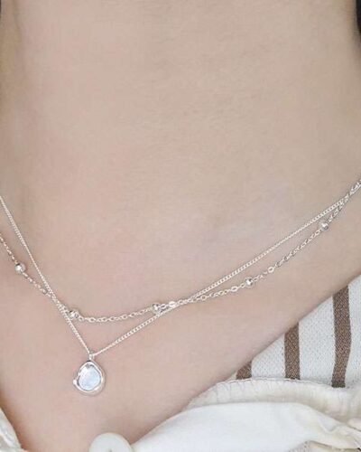 Alternative view of Light Luxury 925 Sterling Silver Opal October Birthstone Necklace