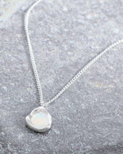 Light Luxury 925 Sterling Silver Opal October Birthstone Necklace 5