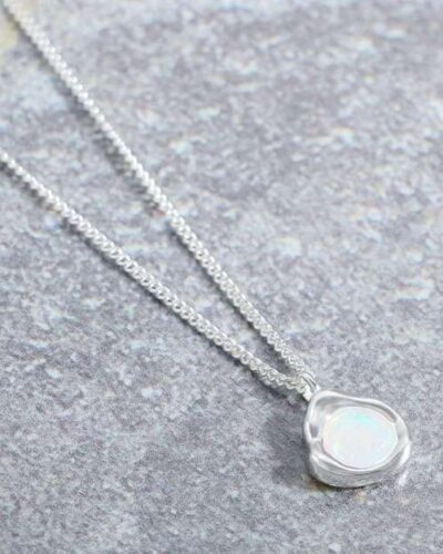 Light Luxury 925 Sterling Silver Opal October Birthstone Necklace 6