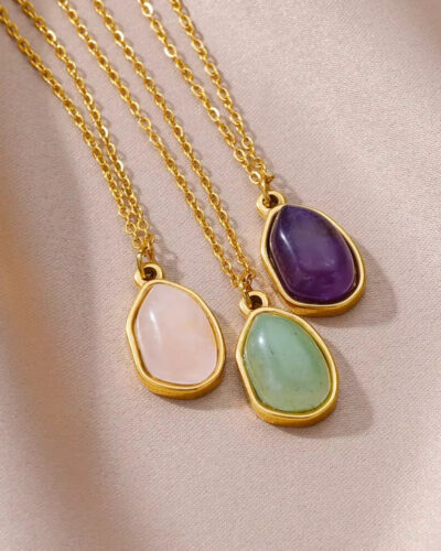 Light Luxury Stainless Steel Oval Cat-eye Pendant Necklace