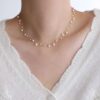 Light Luxury Stainless Steel Round Pearl Necklace for Lady