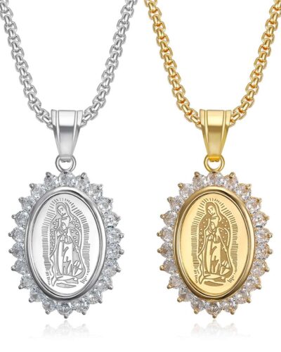 Alternativní pohled na Light Luxury Stainless Steel Virgin Mary Pendant Necklace with Zircon