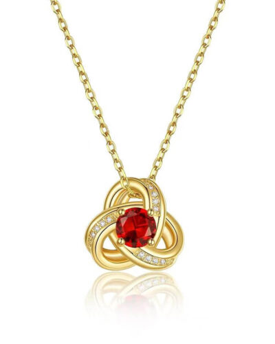 Love Knot Birthstone Necklace 14K Gold 1
