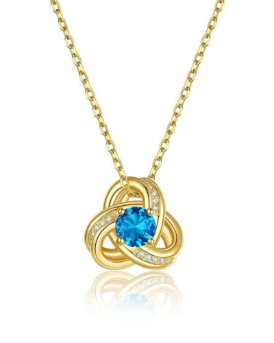 Love Knot Birthstone Necklace 14K Gold 12