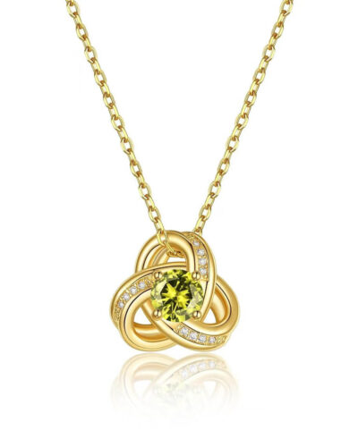 Love Knot Birthstone Necklace 14K Gold 14