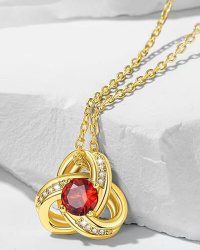 Love Knot 925 Sterling Silver Birthstone Necklace for Anniversary