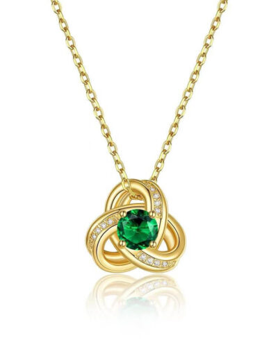 Love Knot Birthstone Necklace 14K Gold 17