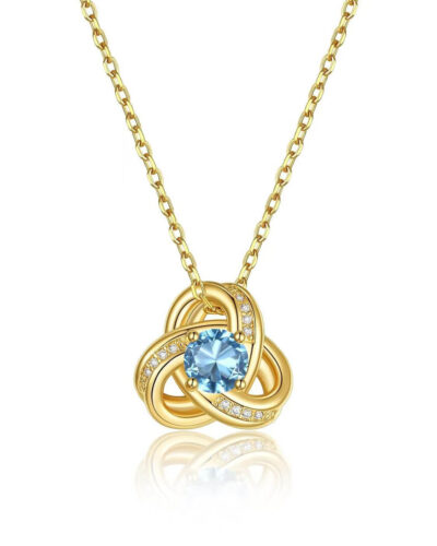 Love Knot Birthstone Necklace 14K Gold 18