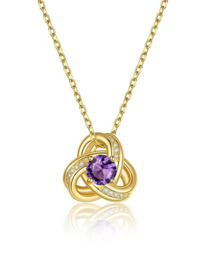 Love Knot Birthstone Necklace 14K Gold 19