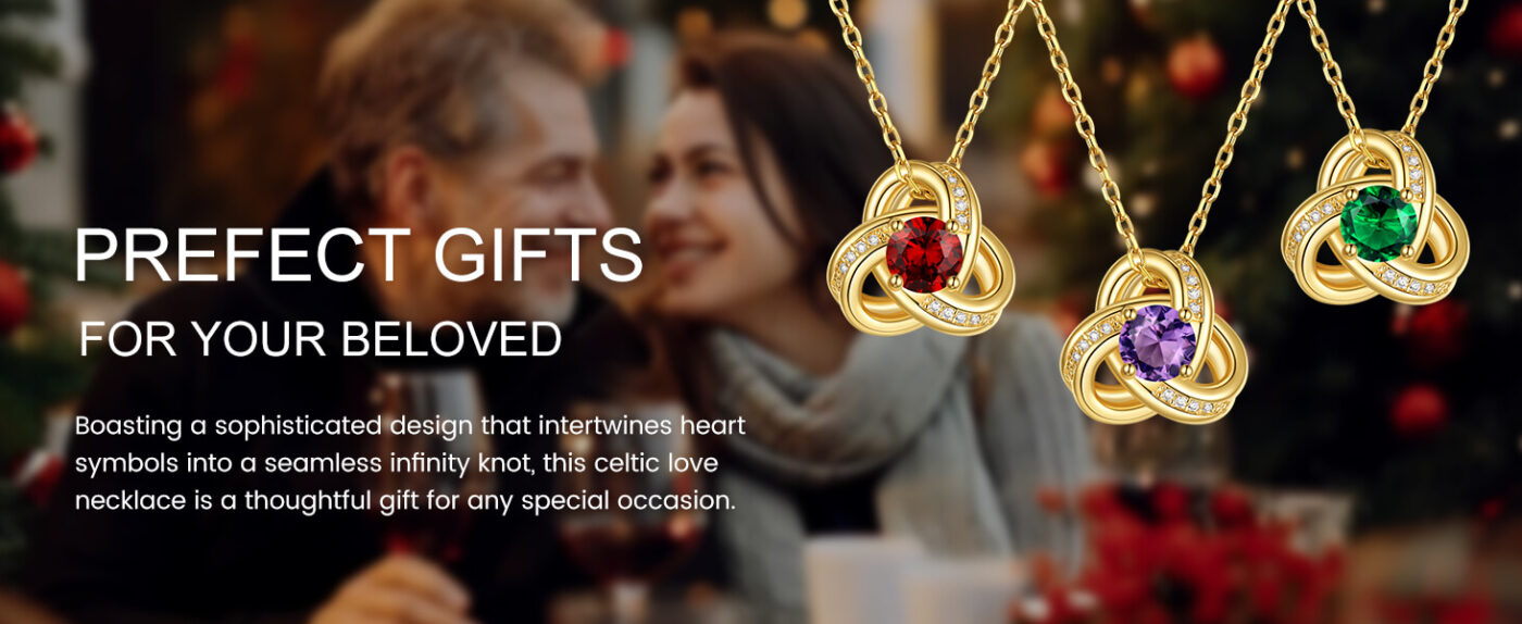 Love Knot Birthstone Necklace 14K Gold 2