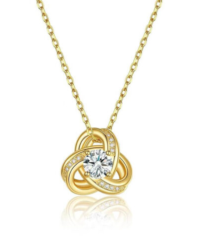 Love Knot Birthstone Necklace 14K Gold 20