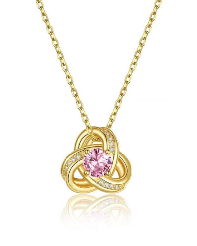 Love Knot Birthstone Necklace 14K Gold 22