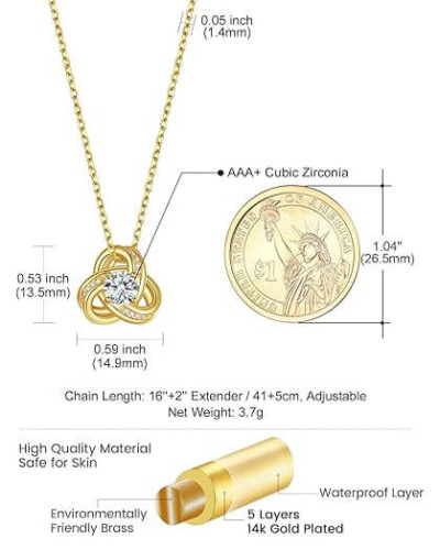 Love Knot Birthstone Necklace 14K Gold 4