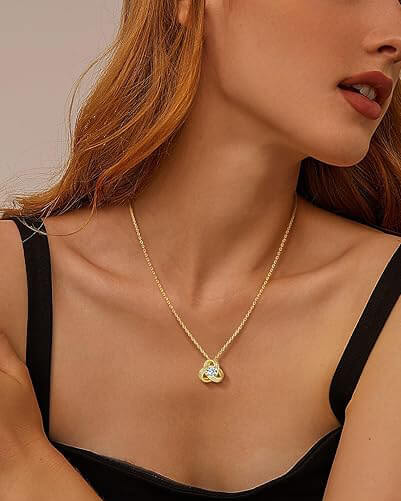 Alternative view of Love Knot 925 Sterling Silver Birthstone Necklace for Anniversary