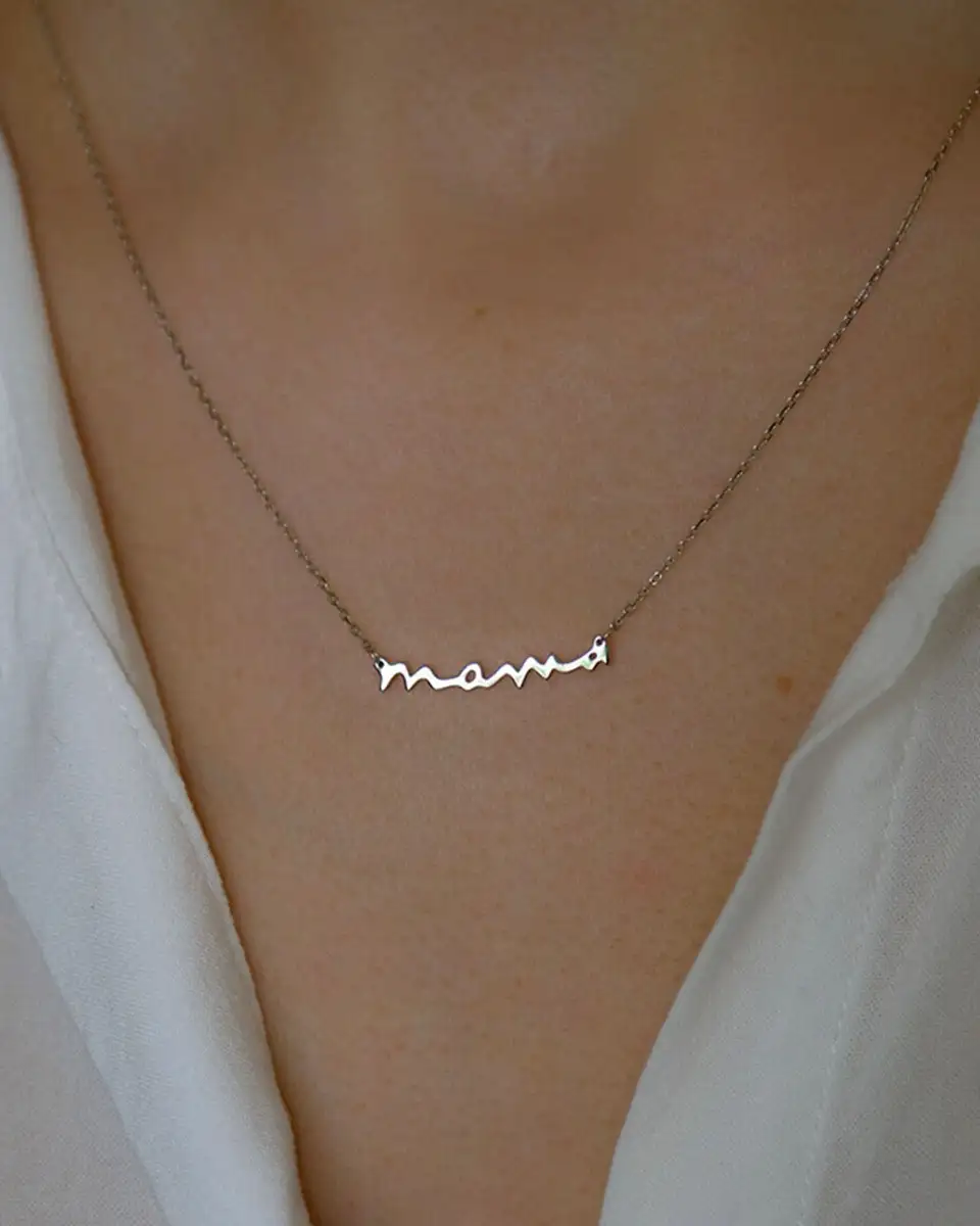 Lovely S925 Sterling Silver Mama Necklace for Birthday 7
