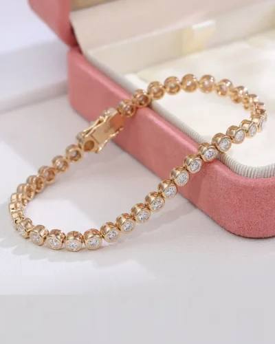 Luxury 3.5mm 14K Gold Moissanite Tennis Bracelet for Women