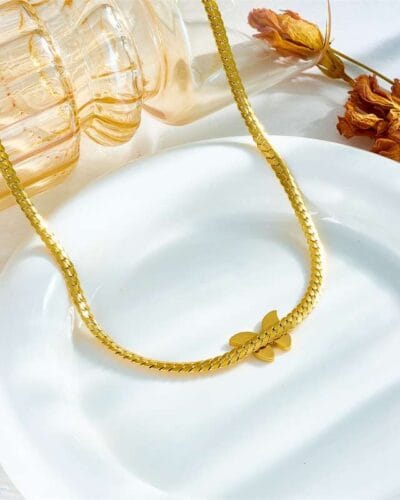 Luxury Gold Plated Stainless Steel Butterfly Necklace Set 6