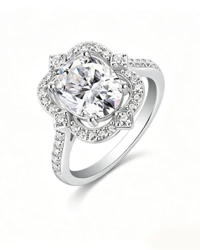 Luxury Sterling Silver 3 Carat Oval Moissanite Engagement Ring