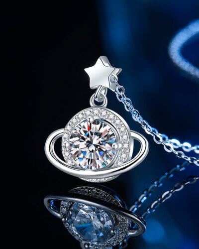 Luxury Universe 1CT Moissanite Pendant Necklace For Girlfriend Birthday Anniversary