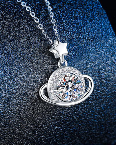 Alternative view of Luxury Universe 1CT Moissanite Pendant Necklace For Girlfriend Birthday Anniversary