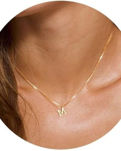 A-Z Long Gold Name Necklace Pendant Women Men