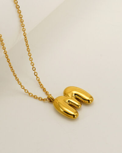 Minimalist 3D Solid A-Z Letter Gold Plated Necklace