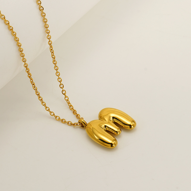 Minimalist 3D Solid A-Z Letter Gold Plated Necklace