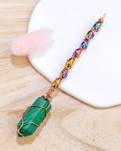 Hexagonal Colorful Double-Pointed Carved Crystals Wands