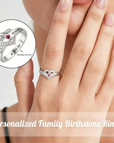 Meaningful S925 Silver Personalized Multiple Family Birthstone Rings Gift for Mom
