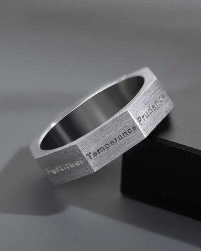 Men Vintage Rings with Seven Virtues Design