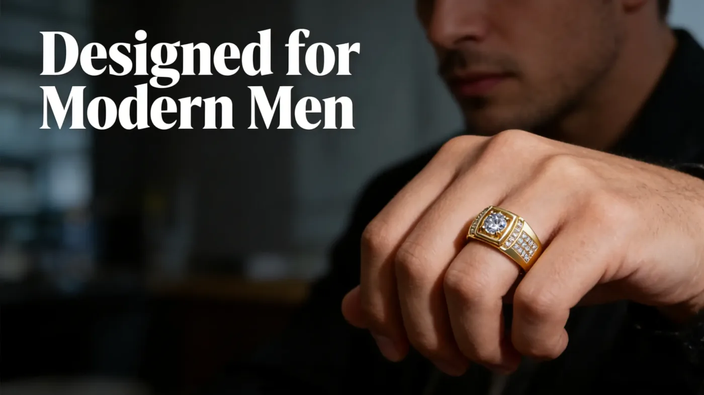 Mens 18K Gold Plated Moissanite Ring S925 Sterling Silver Ring1215 2