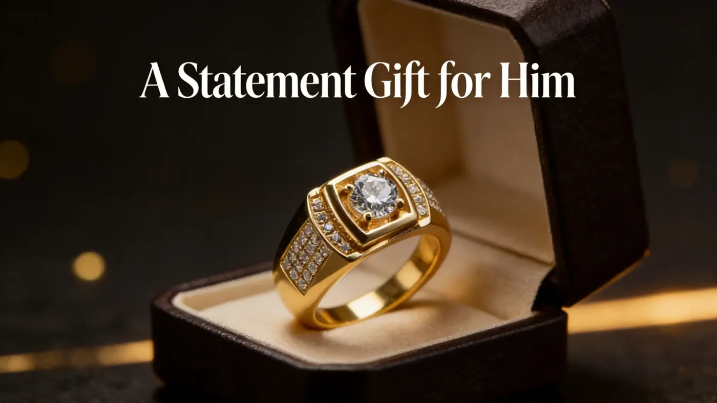 Mens 18K Gold Plated Moissanite Ring S925 Sterling Silver Ring1215 3