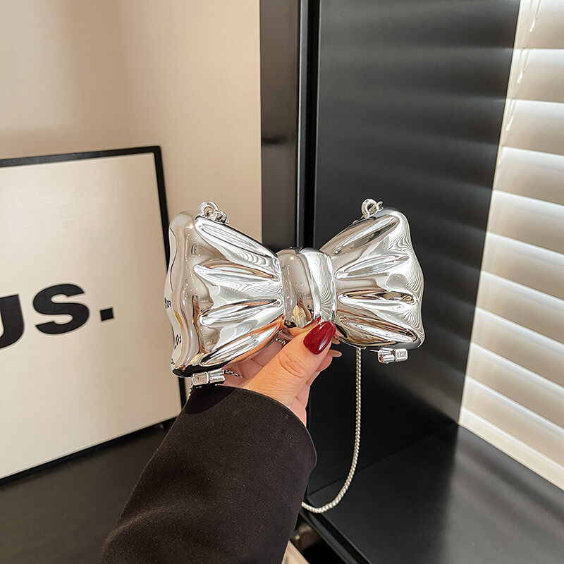 Acrylic Metallic Mini Clutch Bag Bow Crossbody Bag - Afbeelding 2