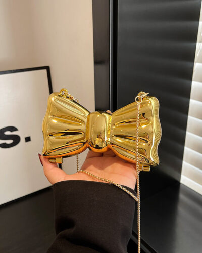 Acrylic Metallic Mini Clutch Bag Bow Crossbody Bag