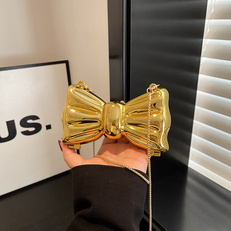 Acrylic Metallic Mini Clutch Bag Bow Crossbody Bag