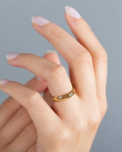 Minimalist 18K Gold Plated Customized Couple Rings for Wedding
