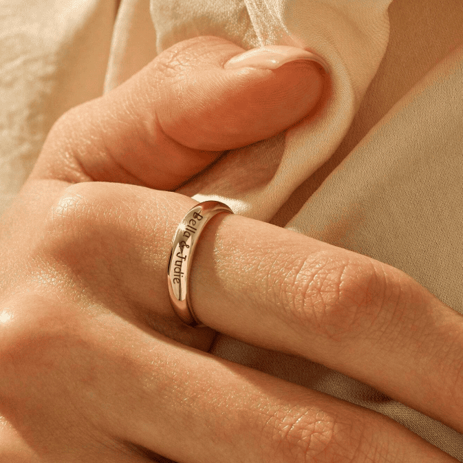 Minimalist 18K Gold Plated Customized Couple Rings for Wedding