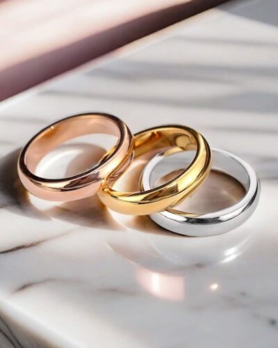 Minimalist 18K Gold Plated Customized Couple Rings for Wedding
