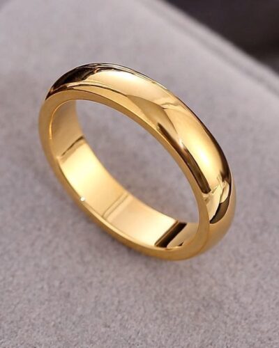 Minimalist 18K Gold Plated Customized Couple Rings for Wedding